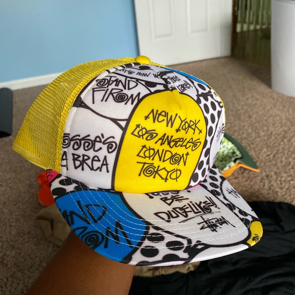 Stussy yellow streetwear hat